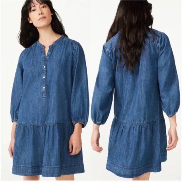 Denim Blue Mini Dress - Picture 1 of 11